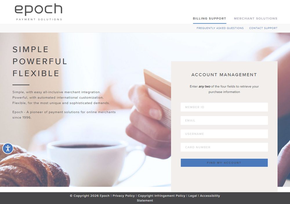 Epoch billing lookup form to identify a charge